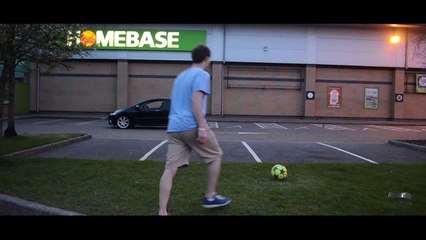CRAZY FOOTBALL TRICK SHOT USING A CAR! WFT!!! | SBX