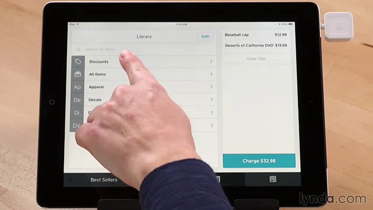 Up and Running with Square Register tutorial 16 Applying_Discounts