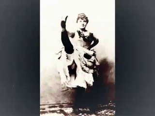 La Goulue esquissant un pas de French cancan durant sa vieillesse.