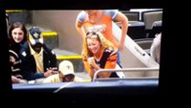 Rude Saints fan intercepts ball