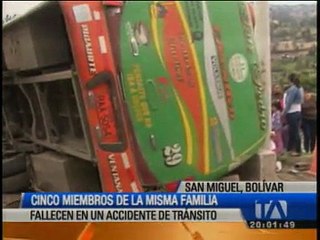 Cinco miembros de una familia murieron en accidente de tránsito