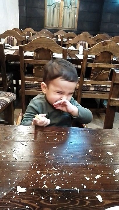 My son eats lemon for the first time