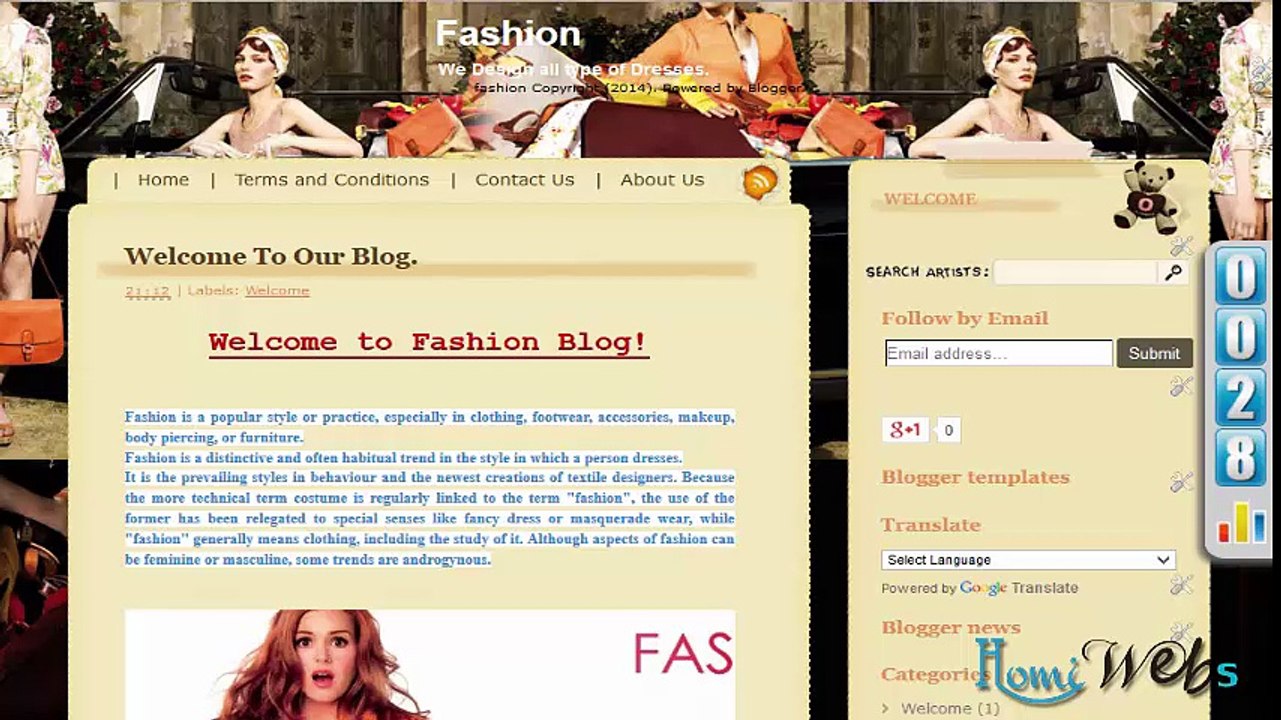 Blogger in Urdu or Hindi - 7. Setting of Blog on Blogger HomiWebs.com