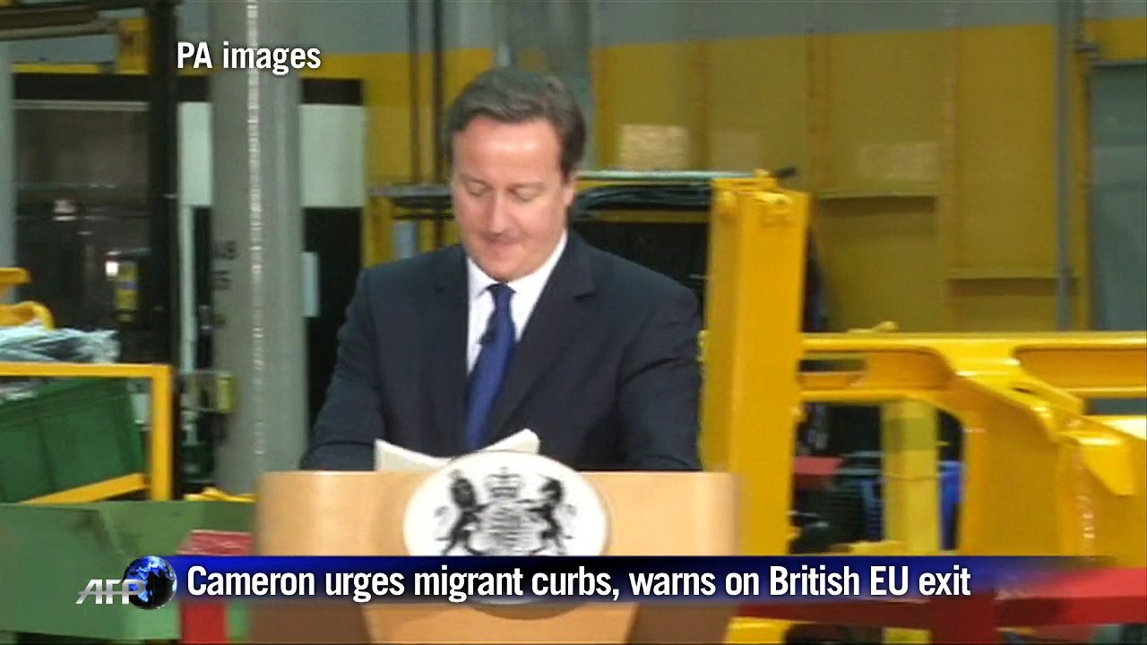 Cameron urges migrant curbs, warns on British EU exit