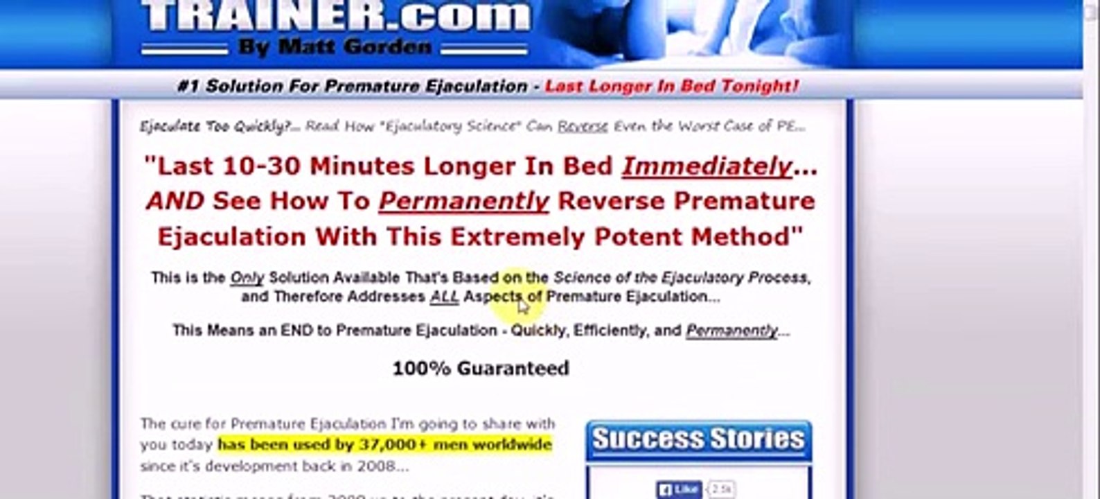 Ejaculation Trainer - Permanently End Premature Ejaculation - Answer to Ejaculation Problems
