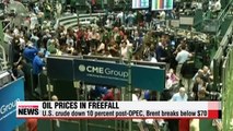 Oil prices in freefall post OPEC, Brent falls below $70