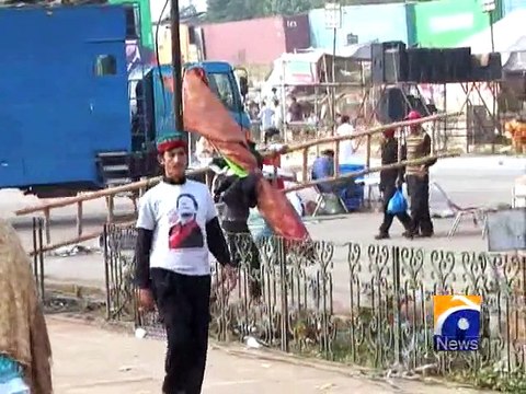 Islamabad : PTI jalsa Preparation-Geo Reports-29 Nov 2014