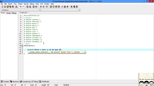 C Practical and Assignment Programs - Date Validation Lecture # 1