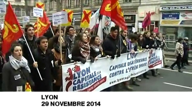 A Lyon, vitrines brisées et jets de projectiles pendant la manifestation contre le congrès du FN