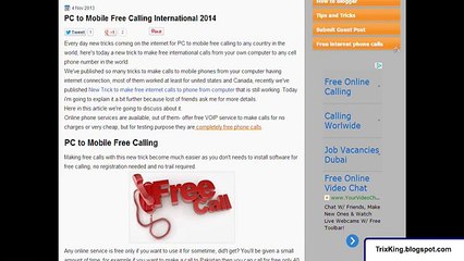 PC to Mobile Free Calling international 2014