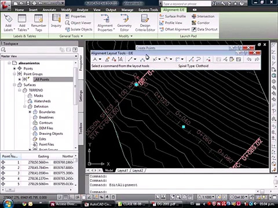 [03_18] AutoCAD Civil 3D 2010 - Alinemiento Horizontal | Clase 3