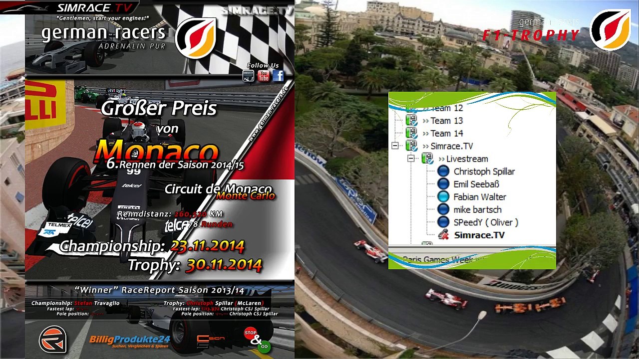 Gr f1 2014 trophy - 6. rennen in monaco