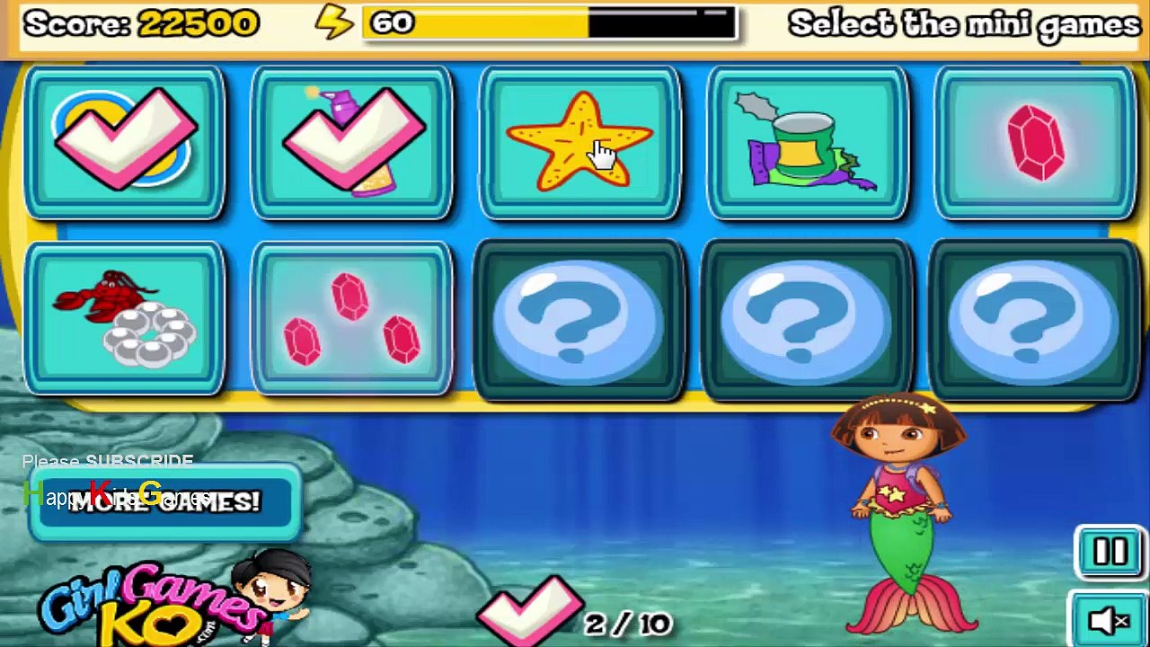 Dora the explorer Games -  Dora Mermaid Activities Game - Walkthrough