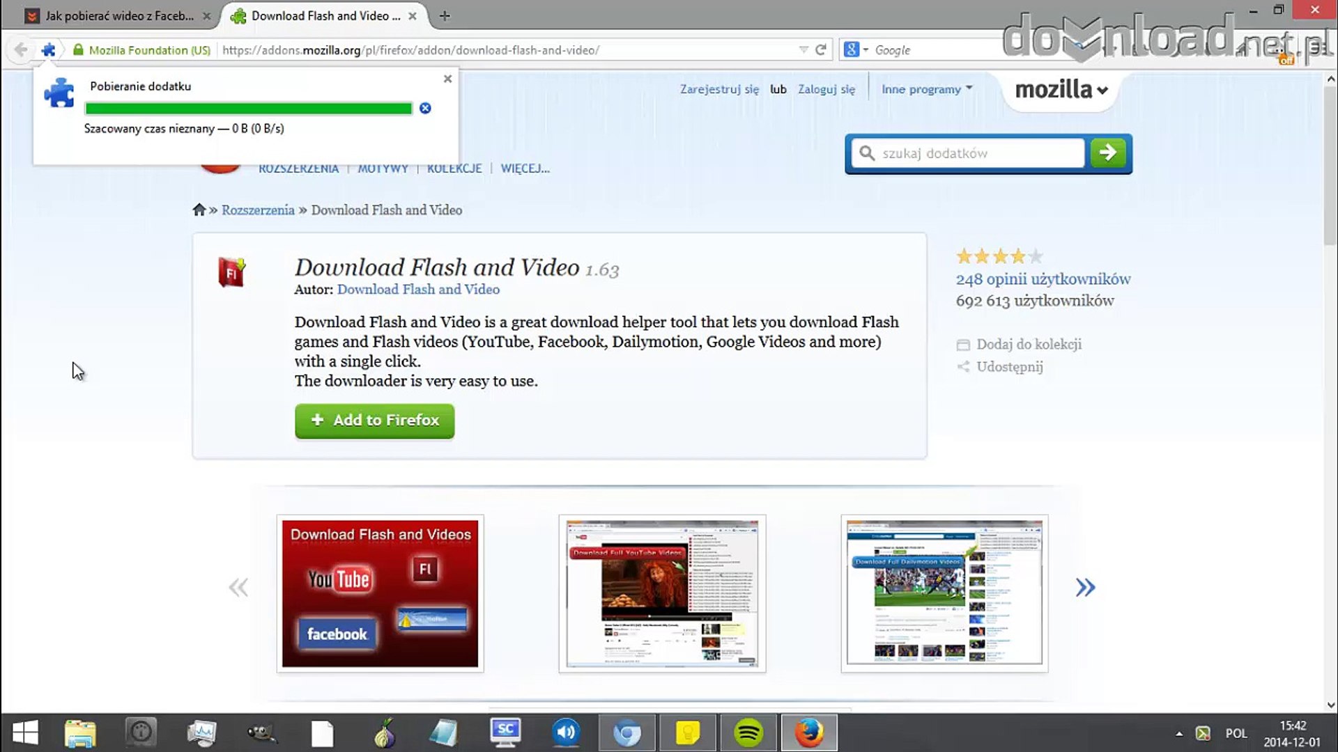 Jak pobierać wideo z Facebooka w Firefox - video Dailymotion