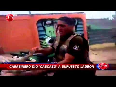 Carabinero utiliza casco como arma para golpear a supuesto delincuente - CHV Noticias