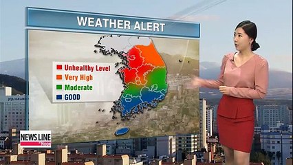 Icy cold day, high level of yellow dust up north