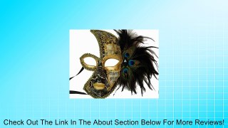 Venetian Style Half Face Feather on Side with Music Note Designed Mask Black and Gold Review