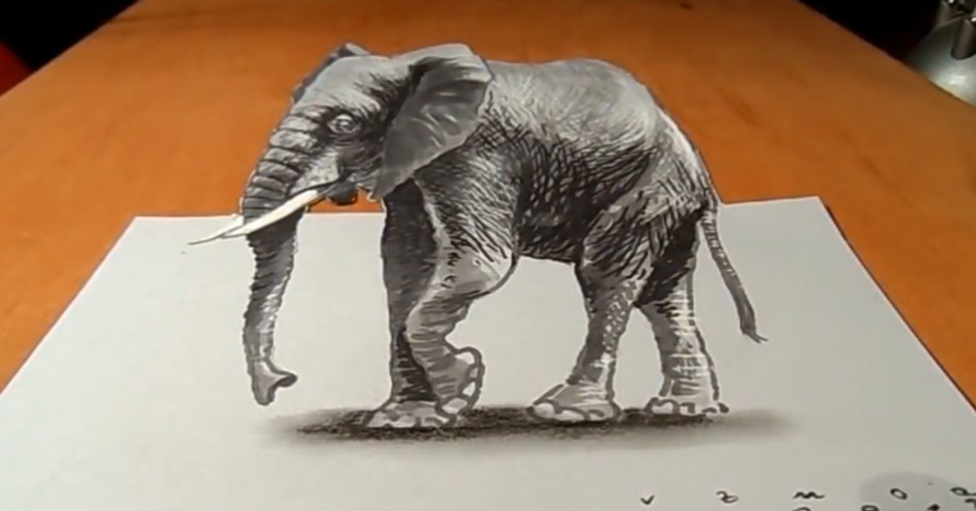 How to Draw 3D Elephant...