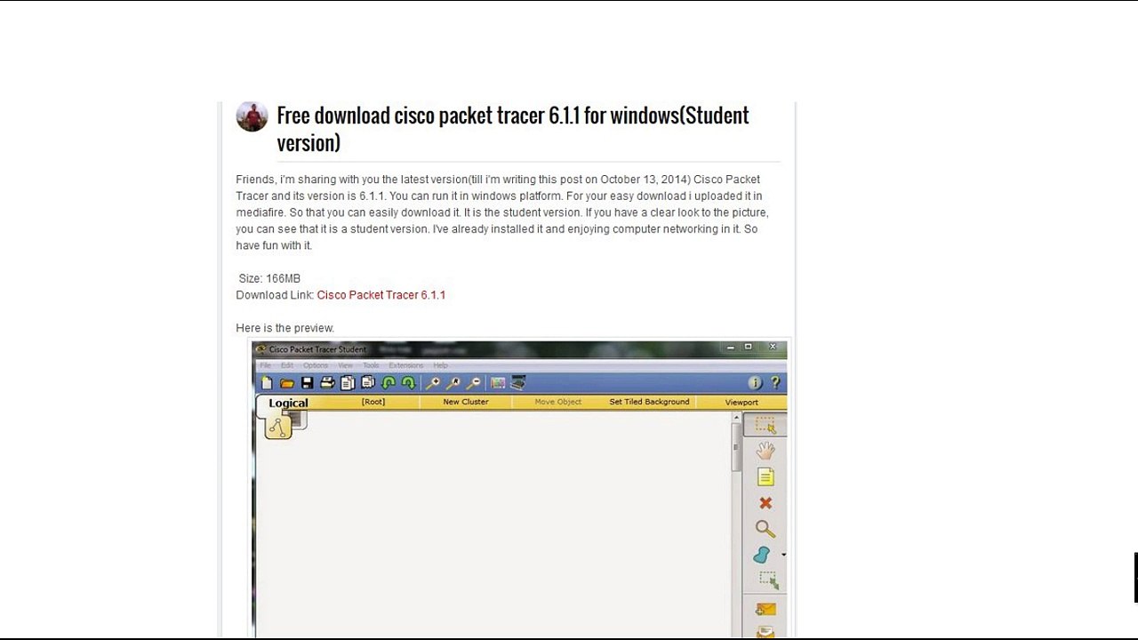 Free download cisco packet tracer 6.1.1 for windows(Student version)