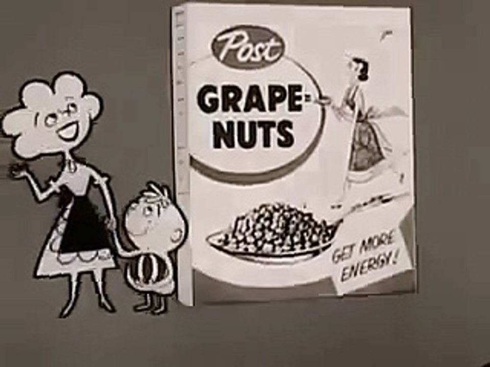 VINTAGE LATE 50s POST GRAPE NUT CEREAL ANIMATED COMMERCIAL