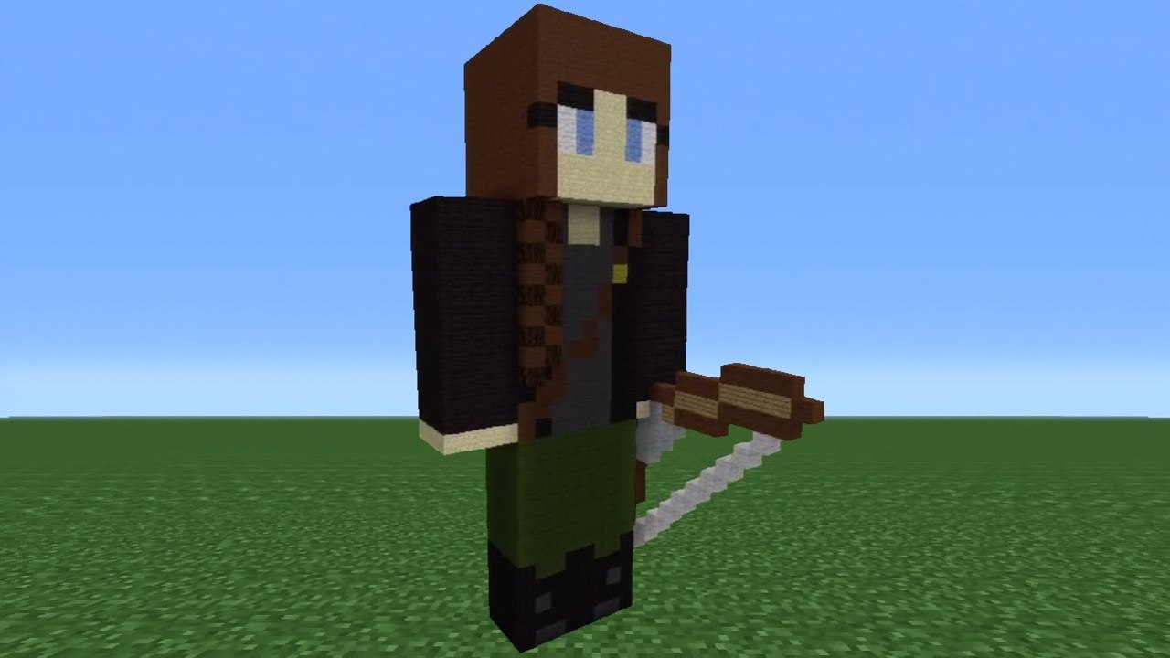 Minecraft Tutorial: How To Make A Katniss Everdeen Statue (Hunger Games)