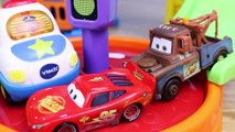 Disney Cars Mater and Lightning McQueen Unboxing of V Tech Police Station Go Go Smart Wheels Review