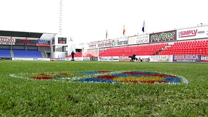 Los vestuarios de Huesca para recibir al Barça (Copa 2014/15)
