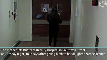 CCTV shows missing mother leaving Bristol hospital with newborn baby - courtesy The Guardian