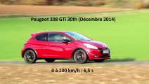 Vidéo : le 0 à 100 km/h à bord de la Peugeot 208 GTi 30th