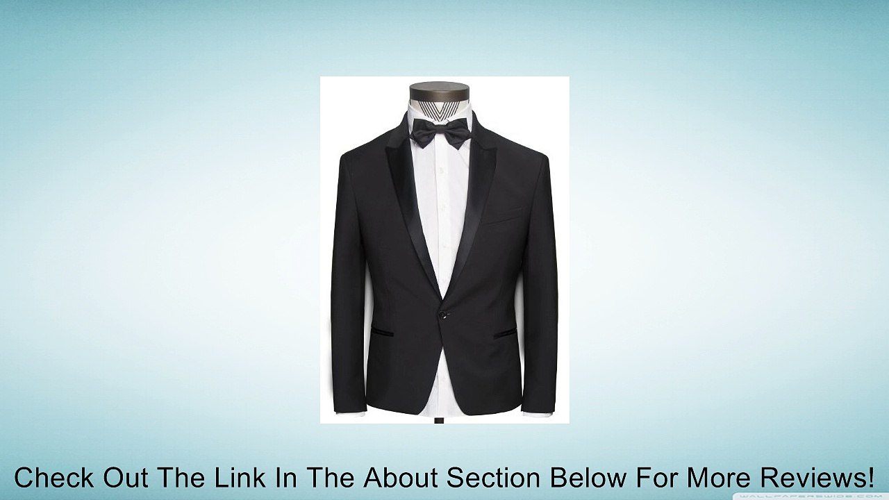 H.E. By Mango Men's Satin Lapels Blazer - Raso1, Black, 40 Review