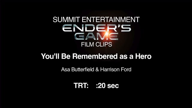 ENDER'S GAME _You'll be Rememberd as a Hero_ Movie Clip # 3