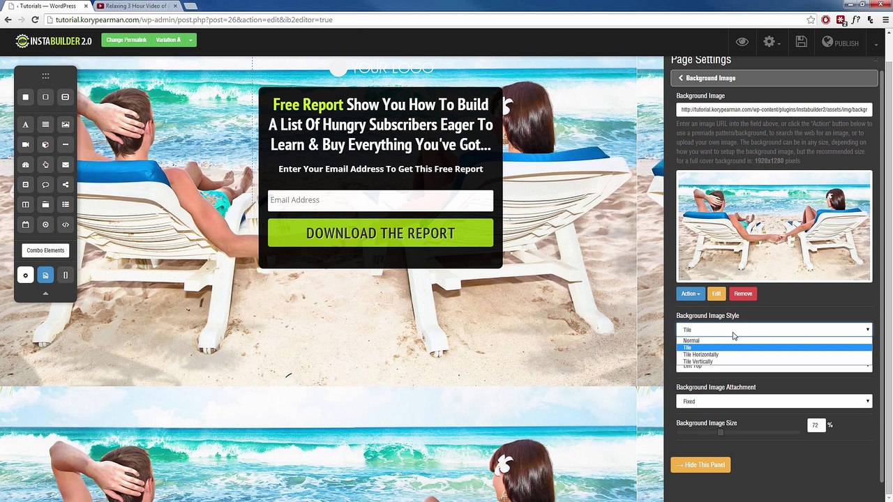 InstaBuilder 2.0 Review (Part 5) - How To Change-Edit Your Background-