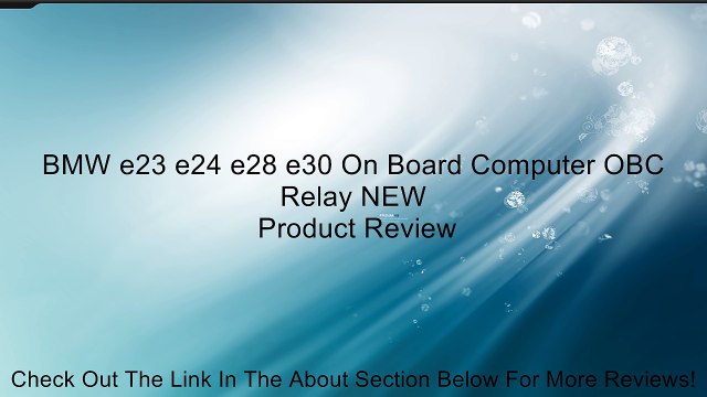 BMW e23 e24 e28 e30 On Board Computer OBC Relay NEW Review