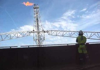 Perfect Flare Shot Sets Gas Ablaze at Oil Rig