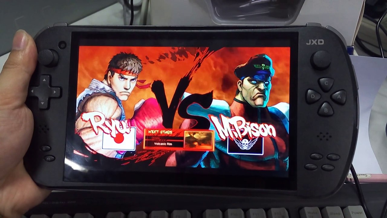 【07】Ultra Street Fighter IV(Ryu VS M.Bison)Game Review-Retro Arcade Emulator Game on JXD S7800B