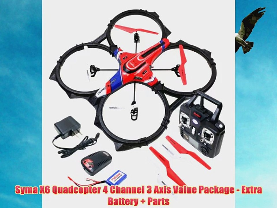 Syma X6 Quadcopter 4 Channel 3 Axis Value Package - Extra Battery + Parts - Holiday Gift Guide