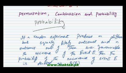 FSc Math Book1, Ch 7, LEC 20 Calculation of Probability