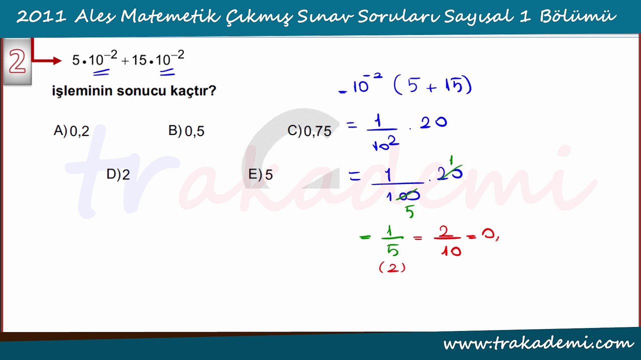 2011 Ales Çıkmış Sorular ve Çözümleri Bölüm 1
