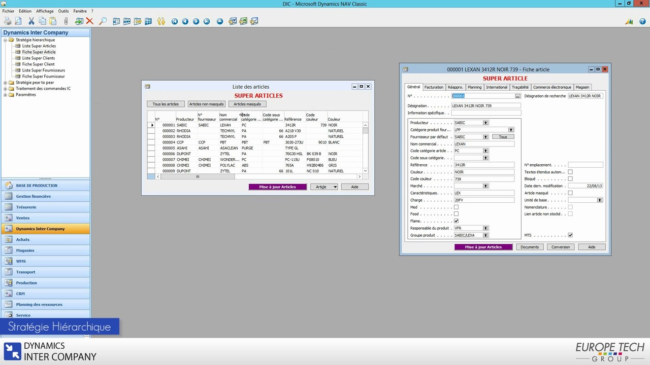 Dynamics Inter Company - Démonstration du vertical Microsoft Dynamics NAV