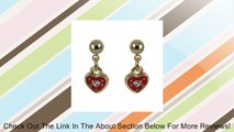 Red Enamel Heart White Crystals Yellow Gold-Tone Baby Kids Girls Teens Pierced Post Dangle Drop Earrings Review