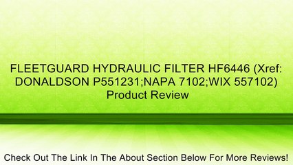 FLEETGUARD HYDRAULIC FILTER HF6446 (Xref: DONALDSON P551231;NAPA 7102;WIX 557102) Review