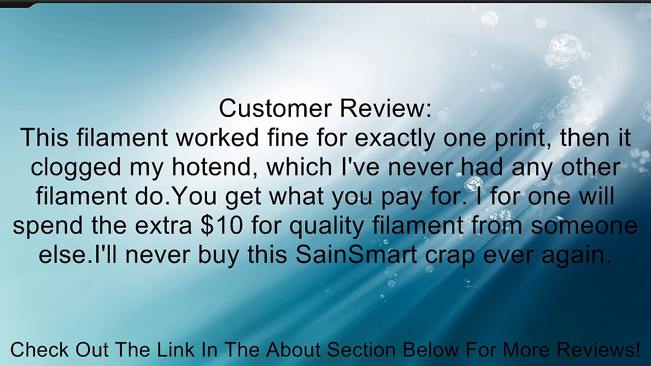 SainSmart 1.75mm ABS Filament 1kg/2.2lb for 3D Printers Reprap, MakerBot Replicator 2, Afinia, Solidoodle... Review