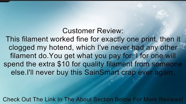 SainSmart 1.75mm ABS Filament 1kg/2.2lb for 3D Printers Reprap, MakerBot Replicator 2, Afinia, Solidoodle... Review