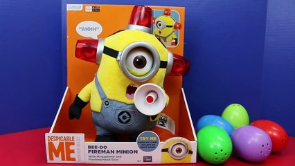 Minions SURPRISE EGGS Despicable Me BEE DO Fireman MLP Bubble Guppies Cartoon Toys