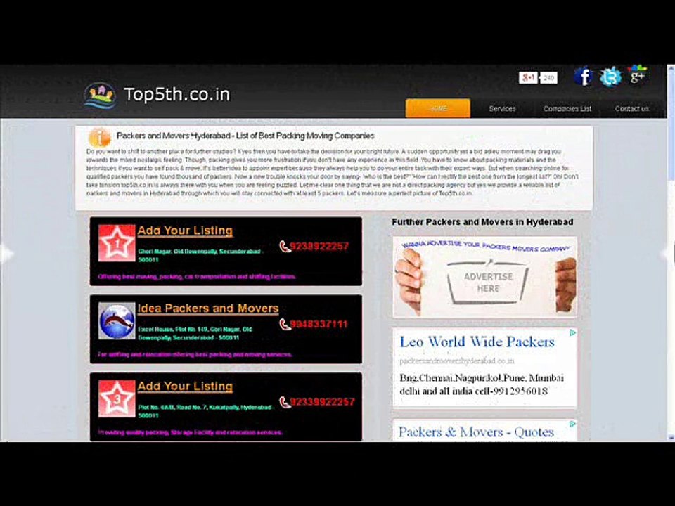 Movers and Packers Hyderabad @ http://www.top5th.co.in/packers-and-movers-hyderabad/