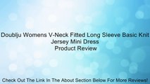 Doublju Womens V-Neck Fitted Long Sleeve Basic Knit Jersey Mini Dress Review