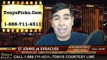 Syracuse Orange vs. St Johns Red Storm Free Pick Prediction NCAA College Basketball Odds Preview 12-6-2014