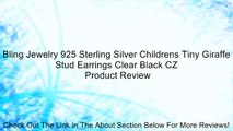 Bling Jewelry 925 Sterling Silver Childrens Tiny Giraffe Stud Earrings Clear Black CZ Review