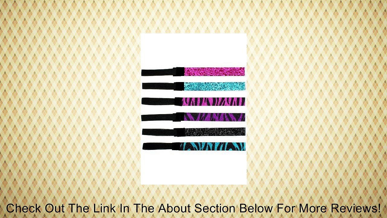 6 Pack: Glitter Headbands 3/4" Elastic Back Multiple Colors Available Review