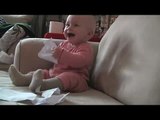 Baby Laughing Hysterically at Ripping Paper (Original)